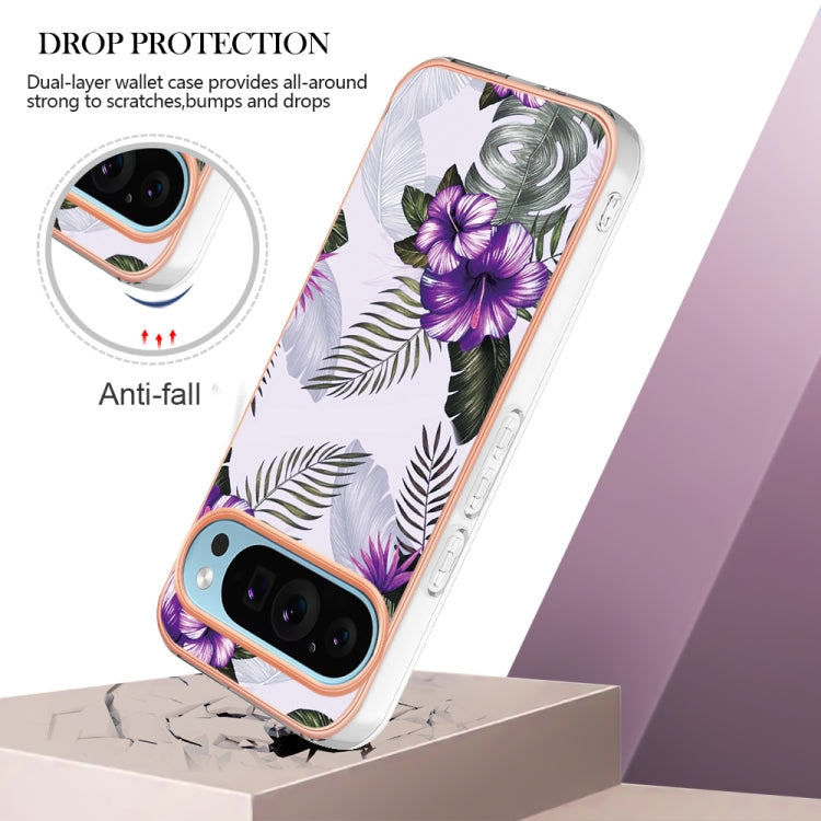 For Google Pixel 9 Pro XL Electroplating IMD TPU Phone Case(Purple Flower) - Google Cases by PMC Jewellery | Online Shopping South Africa | PMC Jewellery | Buy Now Pay Later Mobicred