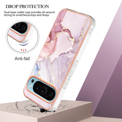 For Google Pixel 9 / 9 Pro Electroplating Marble Dual-side IMD Phone Case(Rose Gold 005) - Google Cases by PMC Jewellery | Online Shopping South Africa | PMC Jewellery | Buy Now Pay Later Mobicred