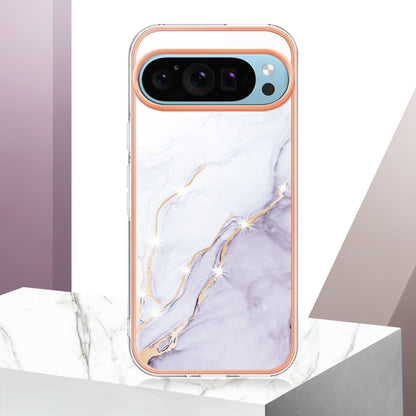 For Google Pixel 9 / 9 Pro Electroplating Marble Dual-side IMD Phone Case(White 006) - Google Cases by PMC Jewellery | Online Shopping South Africa | PMC Jewellery | Buy Now Pay Later Mobicred