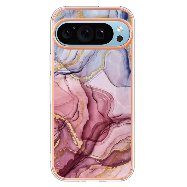 For Google Pixel 9 / 9 Pro Electroplating Marble Dual-side IMD Phone Case(Rose Red 014) - Google Cases by PMC Jewellery | Online Shopping South Africa | PMC Jewellery | Buy Now Pay Later Mobicred