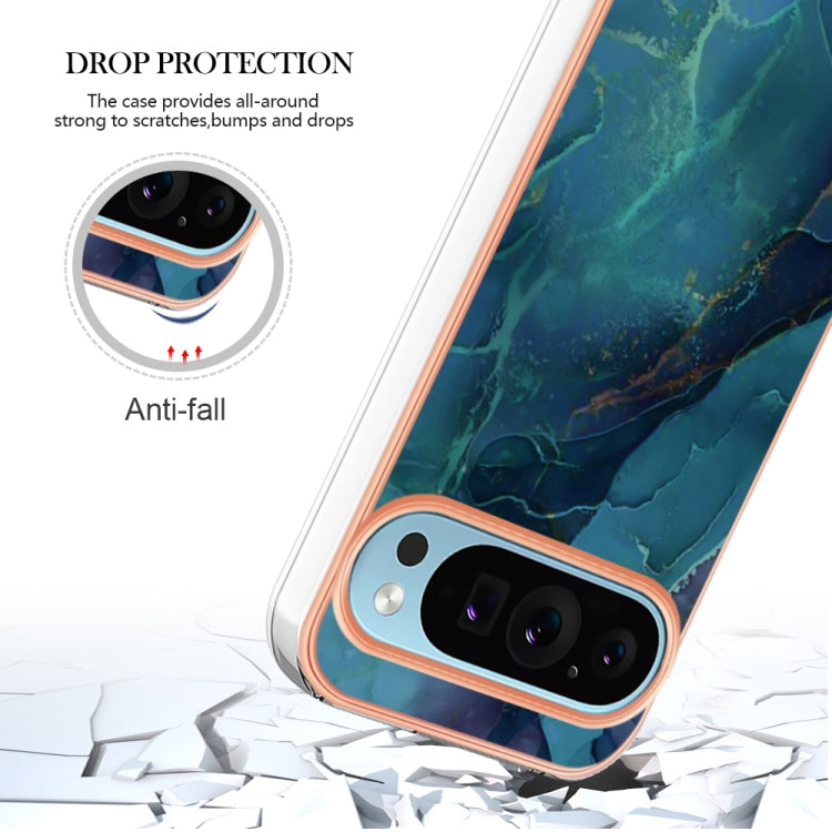 For Google Pixel 9 Pro XL Electroplating Marble Dual-side IMD Phone Case(Green 017) - Google Cases by PMC Jewellery | Online Shopping South Africa | PMC Jewellery | Buy Now Pay Later Mobicred