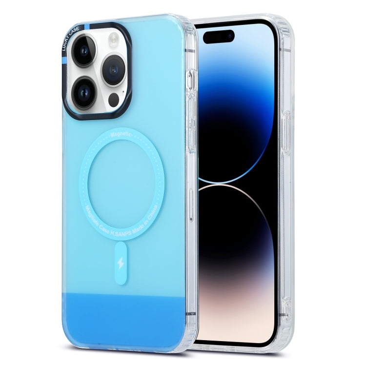 For iPhone 14 Pro PC + TPU IMD MagSafe Magnetic Phone Case(Blue) - iPhone 14 Pro Cases by PMC TechLife | Online Shopping South Africa | PMC TechLife