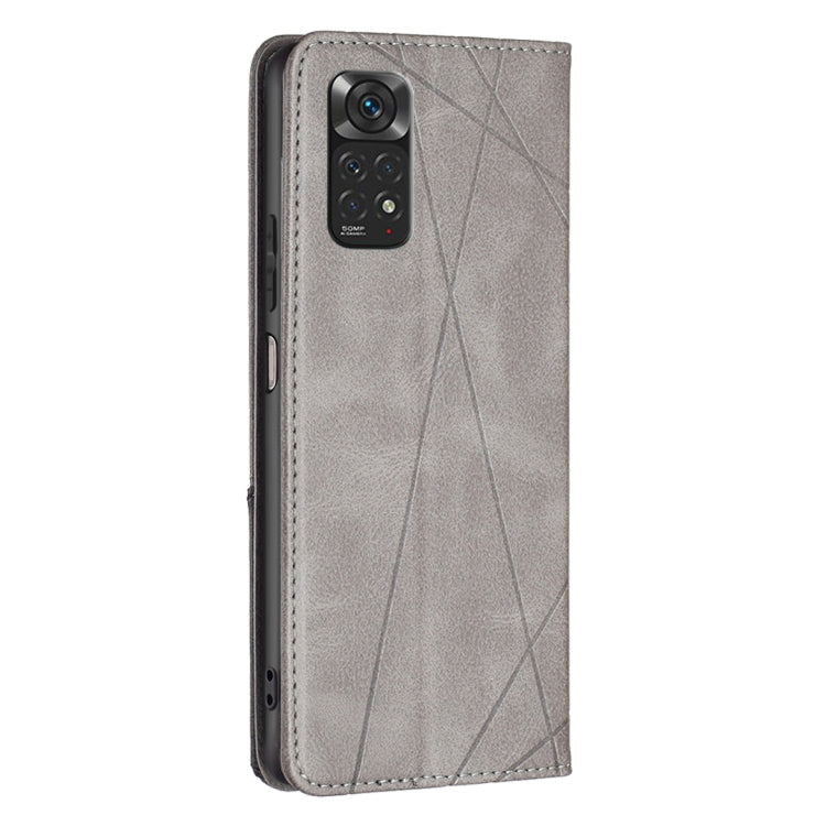 For Xiaomi Redmi Note 12S 4G / Note 11  Rhombus Texture Magnetic Leather Phone Case(Grey) - Xiaomi Cases by PMC Jewellery | Online Shopping South Africa | PMC Jewellery | Buy Now Pay Later Mobicred