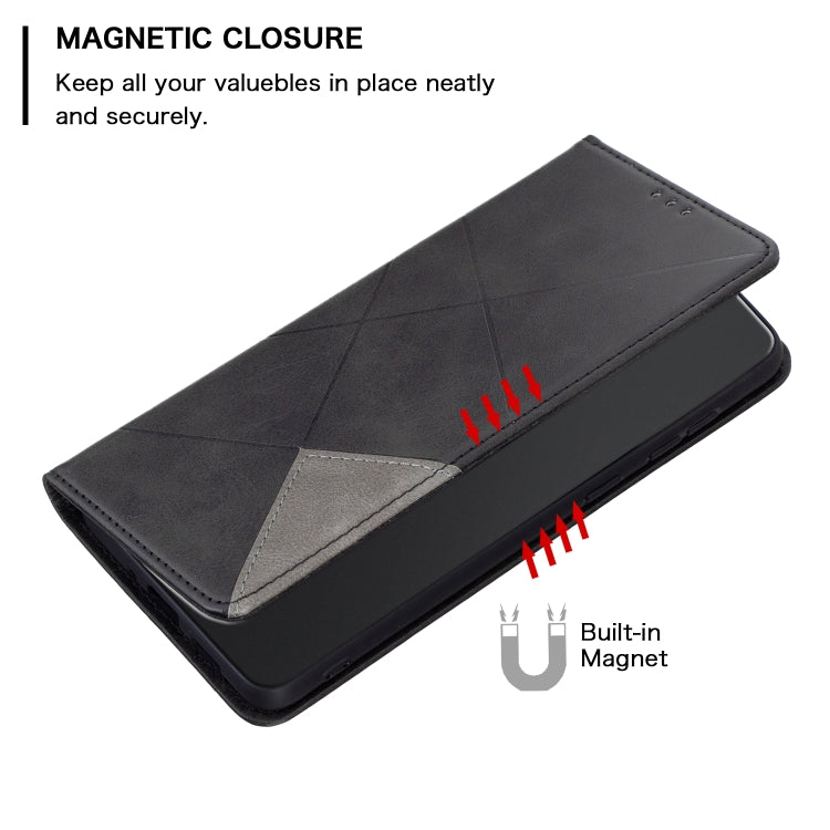 For Xiaomi Redmi Note 12S 4G / Note 11  Rhombus Texture Magnetic Leather Phone Case(Black) - Xiaomi Cases by PMC Jewellery | Online Shopping South Africa | PMC Jewellery | Buy Now Pay Later Mobicred