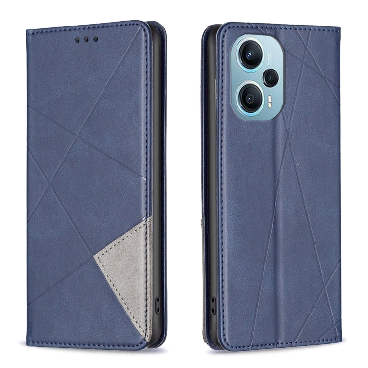 For Xiaomi Poco F5 5G / Redmi Note 12 Turbo Rhombus Texture Magnetic Leather Phone Case(Blue) - Xiaomi Cases by PMC Jewellery | Online Shopping South Africa | PMC Jewellery | Buy Now Pay Later Mobicred