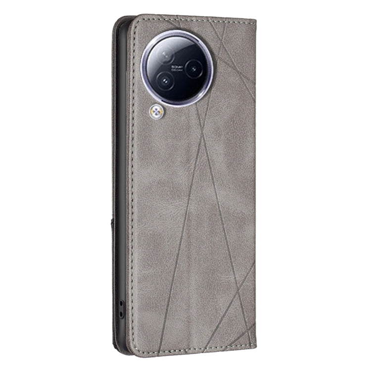 For Xiaomi Civi 3 5G Rhombus Texture Magnetic Leather Phone Case(Grey) - Xiaomi Cases by PMC Jewellery | Online Shopping South Africa | PMC Jewellery | Buy Now Pay Later Mobicred