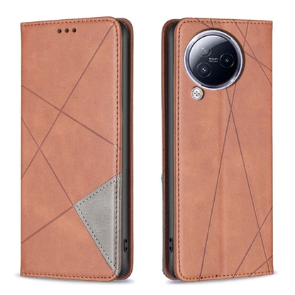 For Xiaomi Civi 3 5G Rhombus Texture Magnetic Leather Phone Case(Brown) - Xiaomi Cases by PMC Jewellery | Online Shopping South Africa | PMC Jewellery | Buy Now Pay Later Mobicred