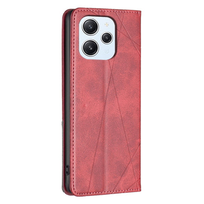 For Xiaomi Redmi 12 4G Rhombus Texture Magnetic Leather Phone Case(Red) - Xiaomi Cases by PMC Jewellery | Online Shopping South Africa | PMC Jewellery | Buy Now Pay Later Mobicred