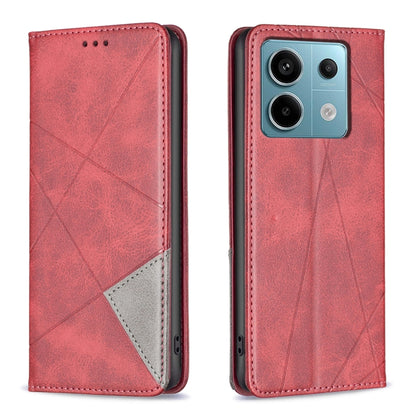 For Xiaomi Redmi Note 13 Pro 5G Rhombus Texture Magnetic Leather Phone Case(Red) - Xiaomi Cases by PMC Jewellery | Online Shopping South Africa | PMC Jewellery | Buy Now Pay Later Mobicred