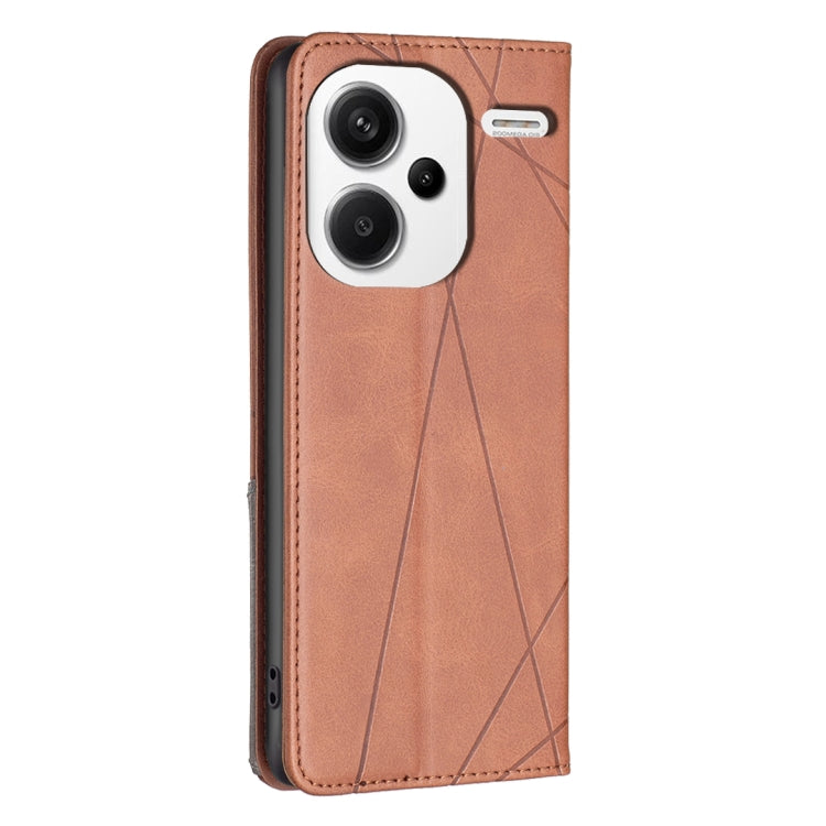 For Xiaomi Redmi Note 13 Pro+ 5G Rhombus Texture Magnetic Leather Phone Case(Brown) - Xiaomi Cases by PMC Jewellery | Online Shopping South Africa | PMC Jewellery | Buy Now Pay Later Mobicred