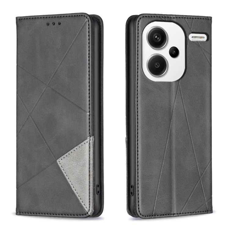 For Xiaomi Redmi Note 13 Pro+ 5G Rhombus Texture Magnetic Leather Phone Case(Black) - Xiaomi Cases by PMC Jewellery | Online Shopping South Africa | PMC Jewellery | Buy Now Pay Later Mobicred