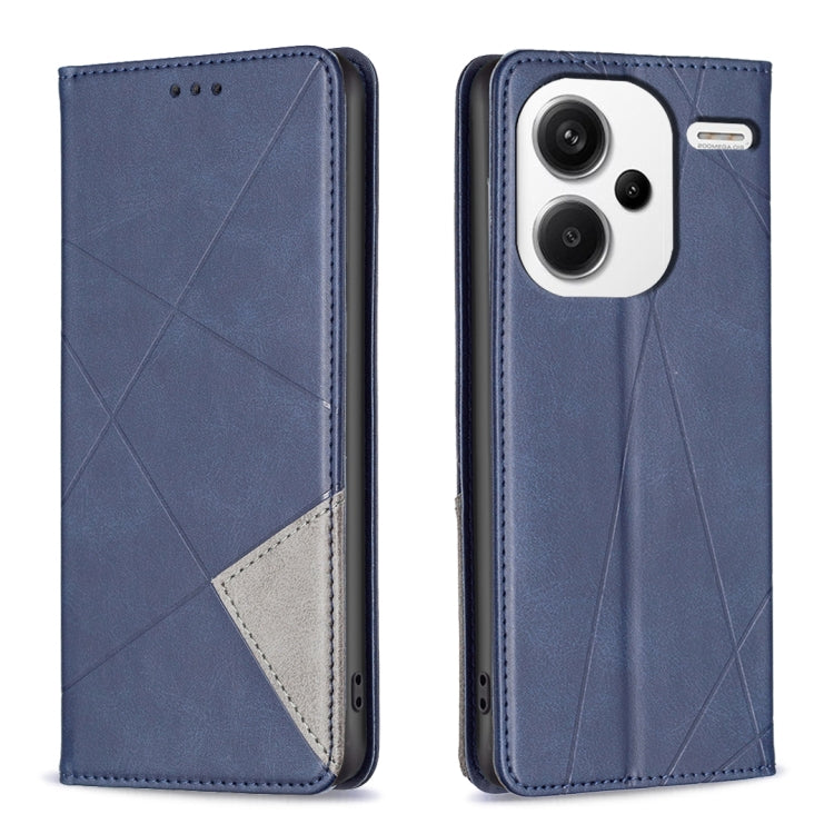 For Xiaomi Redmi Note 13 Pro+ 5G Rhombus Texture Magnetic Leather Phone Case(Blue) - Xiaomi Cases by PMC TechLife | Online Shopping South Africa | PMC TechLife | Buy Now Pay Later Mobicred