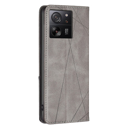 For Xiaomi 13T / 13T Pro / Redmi K60 Ultra Rhombus Texture Magnetic Leather Phone Case(Grey) - Redmi K60 Ultra Cases by PMC Jewellery | Online Shopping South Africa | PMC Jewellery | Buy Now Pay Later Mobicred