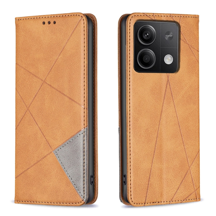 For Xiaomi Redmi Note 13 4G Global Rhombus Texture Magnetic Leather Phone Case(Yellow) - Note 13 Cases by PMC Jewellery | Online Shopping South Africa | PMC Jewellery | Buy Now Pay Later Mobicred