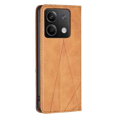 For Xiaomi Redmi Note 13 4G Global Rhombus Texture Magnetic Leather Phone Case(Yellow) - Note 13 Cases by PMC Jewellery | Online Shopping South Africa | PMC Jewellery | Buy Now Pay Later Mobicred