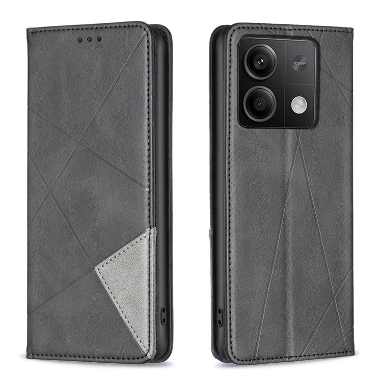 For Xiaomi Redmi Note 13 4G Global Rhombus Texture Magnetic Leather Phone Case(Black) - Note 13 Cases by PMC Jewellery | Online Shopping South Africa | PMC Jewellery | Buy Now Pay Later Mobicred