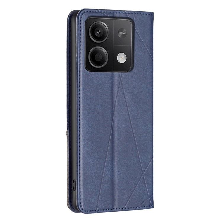 For Xiaomi Redmi Note 13 4G Global Rhombus Texture Magnetic Leather Phone Case(Blue) - Note 13 Cases by PMC Jewellery | Online Shopping South Africa | PMC Jewellery | Buy Now Pay Later Mobicred