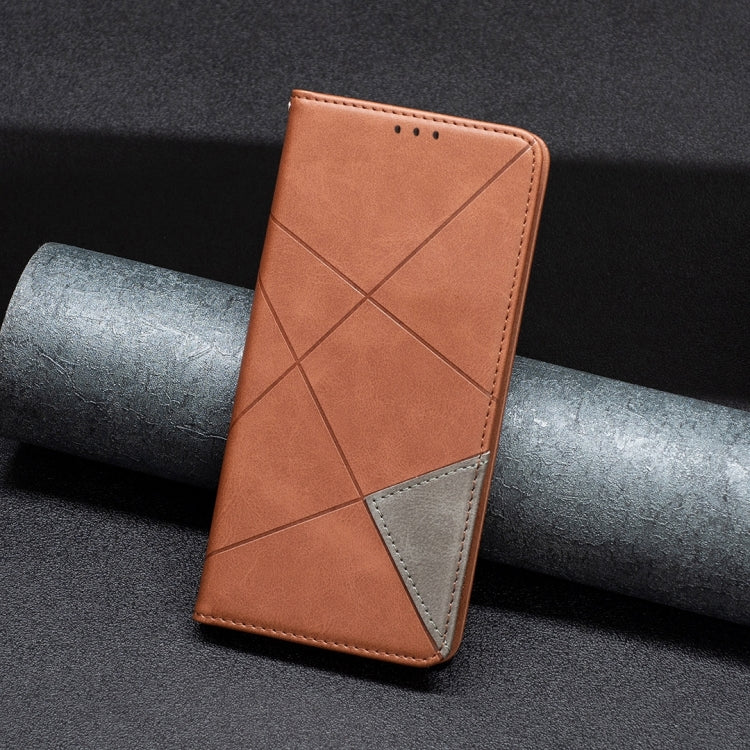 For Xiaomi Poco M6 Pro 4G Rhombus Texture Magnetic Leather Phone Case(Brown) - Xiaomi Cases by PMC Jewellery | Online Shopping South Africa | PMC Jewellery | Buy Now Pay Later Mobicred