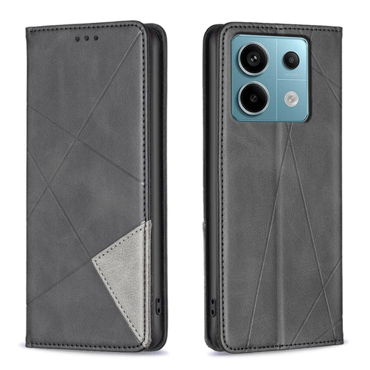 For Xiaomi Poco M6 Pro 4G Rhombus Texture Magnetic Leather Phone Case(Black) - Xiaomi Cases by PMC Jewellery | Online Shopping South Africa | PMC Jewellery | Buy Now Pay Later Mobicred