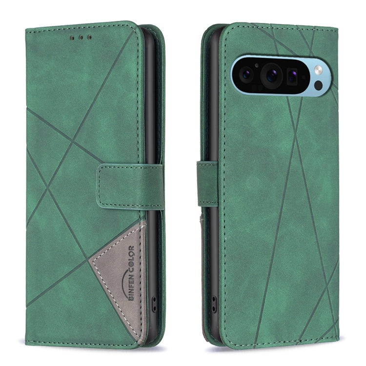 For Google Pixel 9 Magnetic Buckle Rhombus Texture Leather Phone Case(Green) - Google Cases by PMC Jewellery | Online Shopping South Africa | PMC Jewellery | Buy Now Pay Later Mobicred