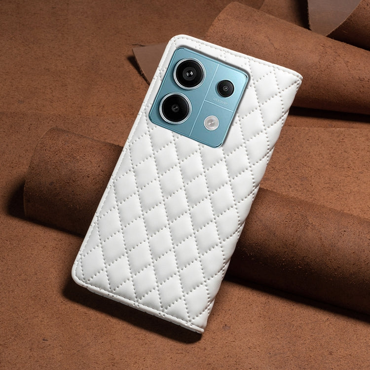 For Xiaomi Redmi Note 13 Pro 5G Diamond Lattice Magnetic Leather Flip Phone Case(White) - Xiaomi Cases by PMC Jewellery | Online Shopping South Africa | PMC Jewellery | Buy Now Pay Later Mobicred