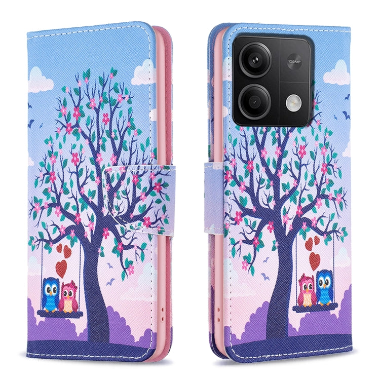 For Xiaomi Redmi Note 13 4G Global Colored Drawing Pattern Leather Phone Case(Owl) - Note 13 Cases by PMC Jewellery | Online Shopping South Africa | PMC Jewellery | Buy Now Pay Later Mobicred