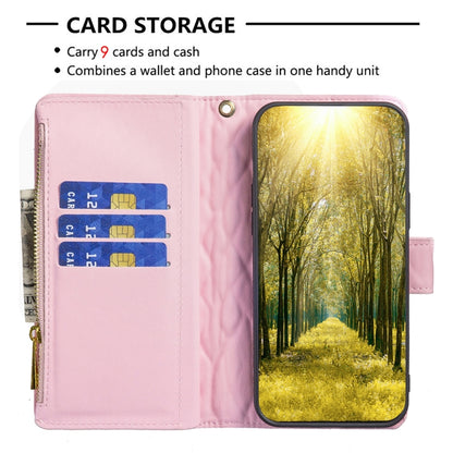 For Xiaomi Redmi K70 / K70 Pro Diamond Lattice Zipper Wallet Leather Flip Phone Case(Pink) - K70 Pro Cases by PMC Jewellery | Online Shopping South Africa | PMC Jewellery | Buy Now Pay Later Mobicred