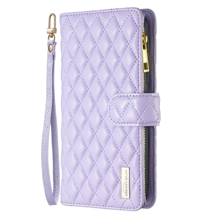 For Xiaomi Redmi K70 / K70 Pro Diamond Lattice Zipper Wallet Leather Flip Phone Case(Purple) - K70 Pro Cases by PMC Jewellery | Online Shopping South Africa | PMC Jewellery | Buy Now Pay Later Mobicred