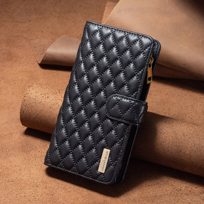 For Xiaomi Redmi K70 / K70 Pro Diamond Lattice Zipper Wallet Leather Flip Phone Case(Black) - K70 Pro Cases by PMC Jewellery | Online Shopping South Africa | PMC Jewellery | Buy Now Pay Later Mobicred