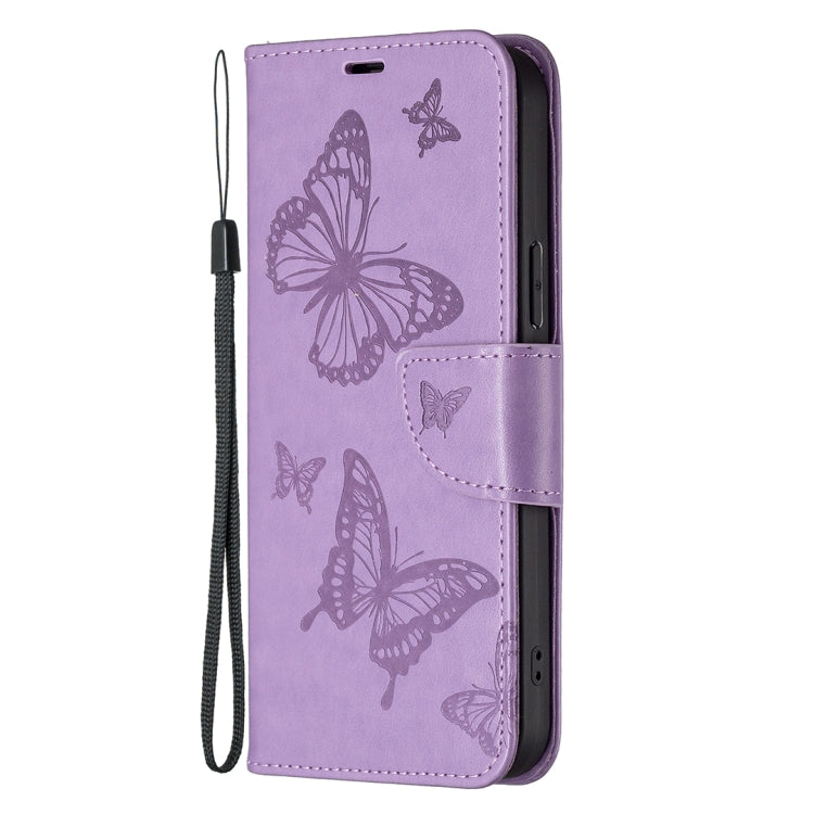 For Xiaomi Redmi 13C Two Butterflies Embossing Leather Phone Case(Purple) - 13C Cases by PMC Jewellery | Online Shopping South Africa | PMC Jewellery