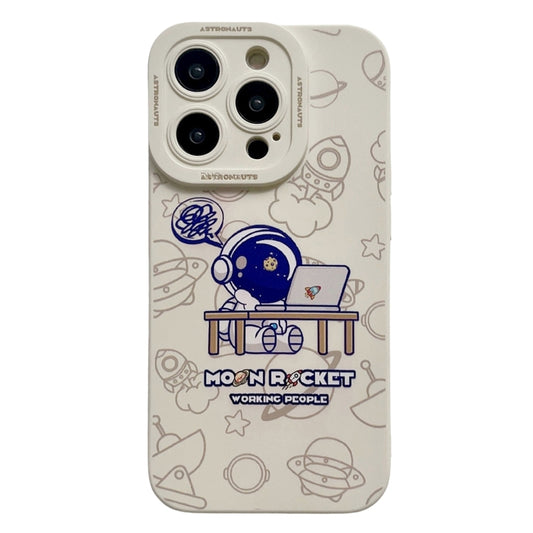 For iPhone 15 Pro Max Liquid Silicone Astronaut Pattern Phone Case(White) - iPhone 15 Pro Max Cases by PMC Jewellery | Online Shopping South Africa | PMC Jewellery