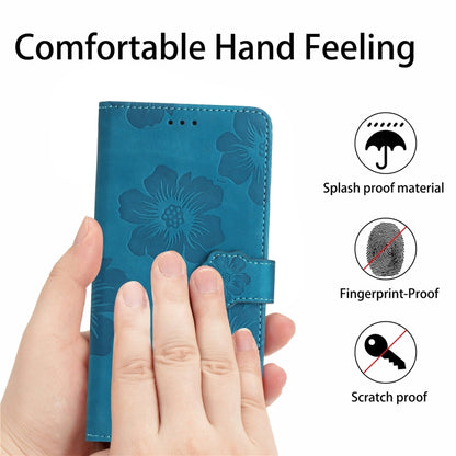 For Honor 90 Lite Flower Embossing Pattern Leather Phone Case(Blue) - Honor Cases by PMC Jewellery | Online Shopping South Africa | PMC Jewellery