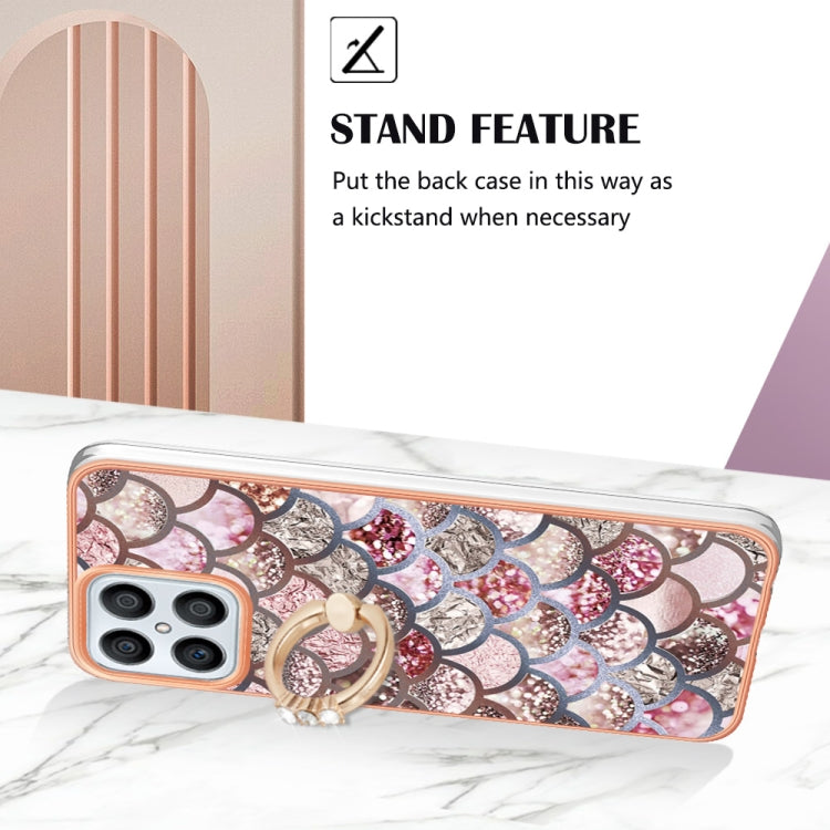 For Honor X8 4G Electroplating IMD TPU Phone Case with Ring(Pink Scales) - Honor Cases by PMC Jewellery | Online Shopping South Africa | PMC Jewellery | Buy Now Pay Later Mobicred