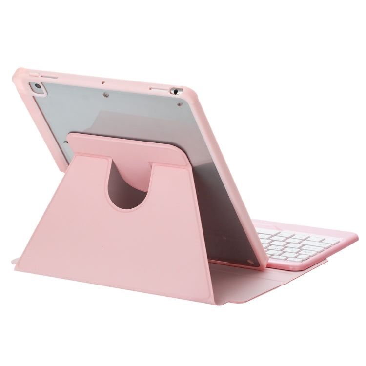 For iPad 10th Gen 10.9 2022 F10B 360 Rotation Acrylic Transparent Bluetooth Keyboard Leather Case(Pink) - Universal by PMC Jewellery | Online Shopping South Africa | PMC Jewellery