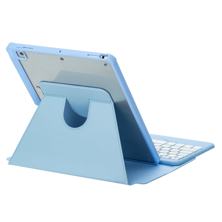 For iPad 10th Gen 10.9 2022 F10B 360 Rotation Acrylic Transparent Bluetooth Keyboard Leather Case(Blue) - Universal by PMC Jewellery | Online Shopping South Africa | PMC Jewellery