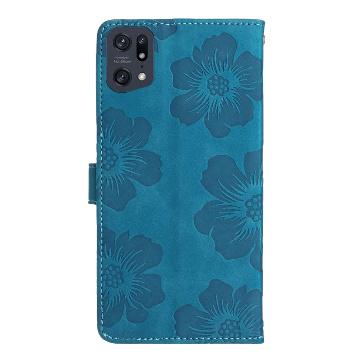 For OPPO Find X5 Flower Embossing Pattern Leather Phone Case(Blue) - OPPO Cases by PMC TechLife | Online Shopping South Africa | PMC TechLife | Buy Now Pay Later Mobicred