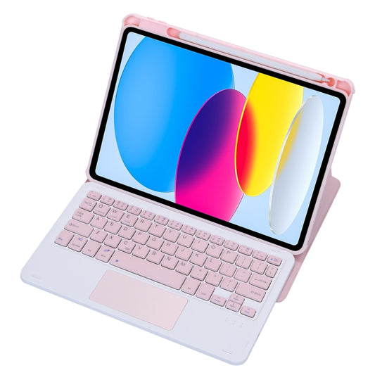 For iPad 10th Gen 10.9 2022 F10B-A 360 Rotation Acrylic Transparent Bluetooth Keyboard Leather Case With Touch Control(Pink) - Universal by PMC Jewellery | Online Shopping South Africa | PMC Jewellery