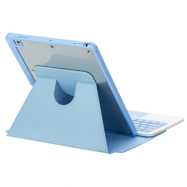 For iPad 10th Gen 10.9 2022 F10B-A 360 Rotation Acrylic Transparent Bluetooth Keyboard Leather Case With Touch Control(Blue) - Universal by PMC Jewellery | Online Shopping South Africa | PMC Jewellery