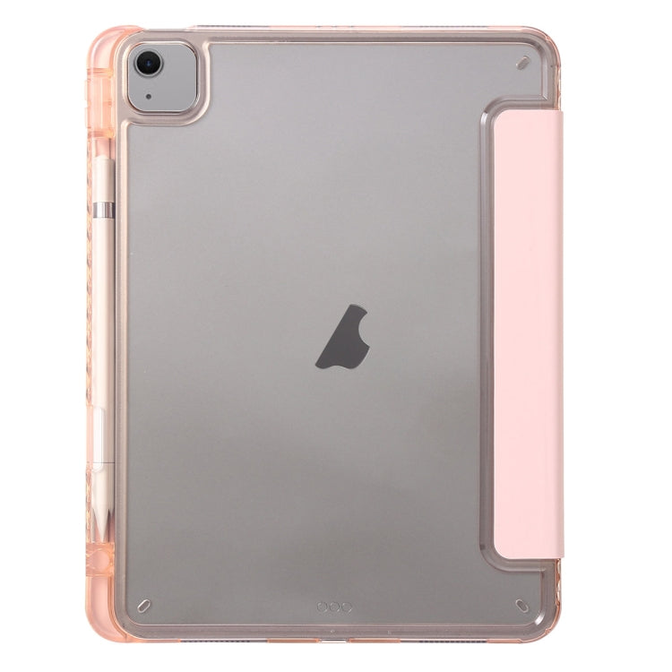 For iPad Air 11 2024 Clear Acrylic 3-Fold Leather Tablet Case(Pink) - iPad Air 11 2024 Cases by PMC Jewellery | Online Shopping South Africa | PMC Jewellery | Buy Now Pay Later Mobicred