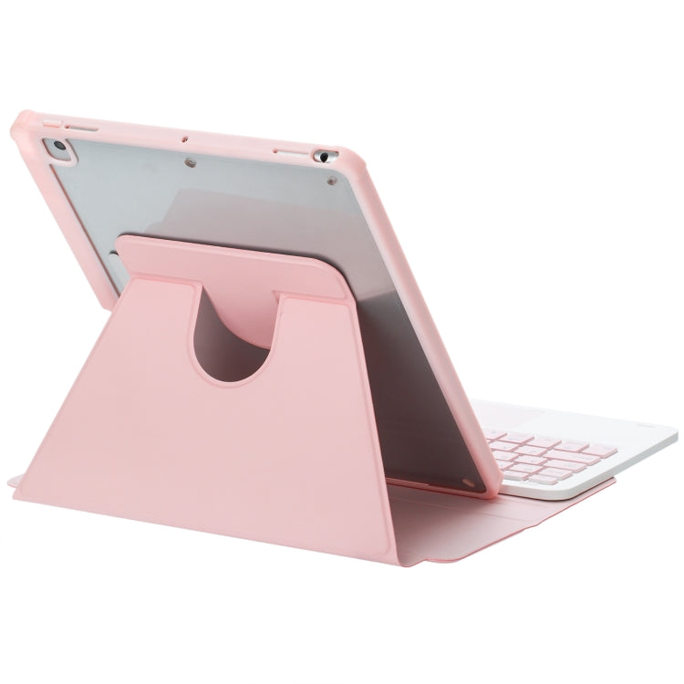 For iPad 10th Gen 10.9 2022 F10B-AS 360 Rotation Acrylic Transparent Bluetooth Keyboard Leather Case With Touch Control / Backlight(Pink) - Universal by PMC Jewellery | Online Shopping South Africa | PMC Jewellery