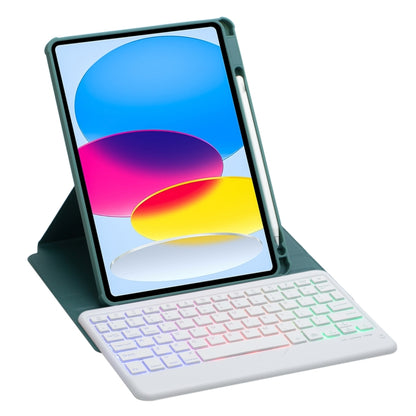 For iPad 10th Gen 10.9 2022 F10BS 360 Rotation Acrylic Transparent Bluetooth Keyboard Leather Case With Backlight(Green) - Universal by PMC Jewellery | Online Shopping South Africa | PMC Jewellery