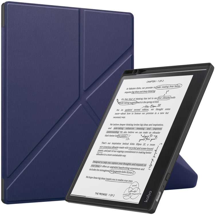 For Kobo Elipsa 2E Solid Color Deformation TPU Leather Smart Tablet Case(Dark Blue) - Others by PMC TechLife | Online Shopping South Africa | PMC TechLife | Buy Now Pay Later Mobicred