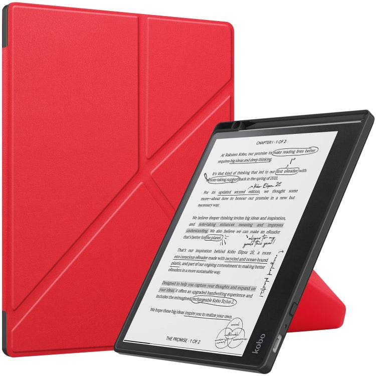 For Kobo Elipsa 2E Solid Color Deformation TPU Leather Smart Tablet Case(Red) - Others by PMC TechLife | Online Shopping South Africa | PMC TechLife | Buy Now Pay Later Mobicred