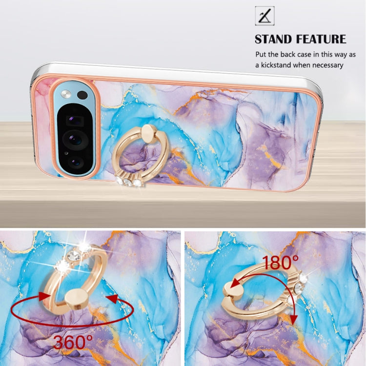 For Google Pixel 9 Pro XL Electroplating IMD TPU Phone Case with Ring(Blue Marble) - Google Cases by PMC TechLife | Online Shopping South Africa | PMC TechLife | Buy Now Pay Later Mobicred