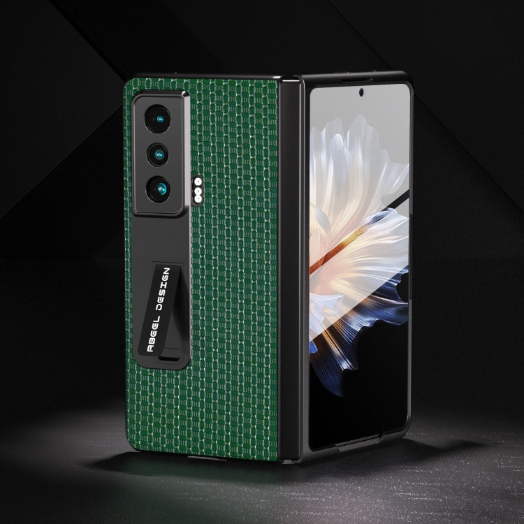 For Honor Magic Vs ABEEL Integrated Genuine Leather Luxury Series Phone Case with Holder(Night Green) - Honor Cases by PMC TechLife | Online Shopping South Africa | PMC TechLife | Buy Now Pay Later Mobicred