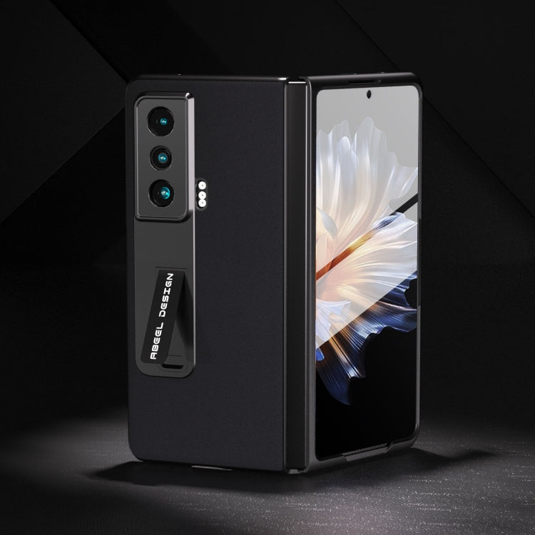 For Honor Magic Vs ABEEL Integrated Genuine Leather Silky Soft Phone Case with Holder(Black) - Honor Cases by PMC TechLife | Online Shopping South Africa | PMC TechLife | Buy Now Pay Later Mobicred