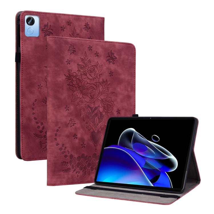For Realme Pad X Butterfly Rose Embossed Leather Tablet Case(Red) - Realme by PMC TechLife | Online Shopping South Africa | PMC TechLife | Buy Now Pay Later Mobicred