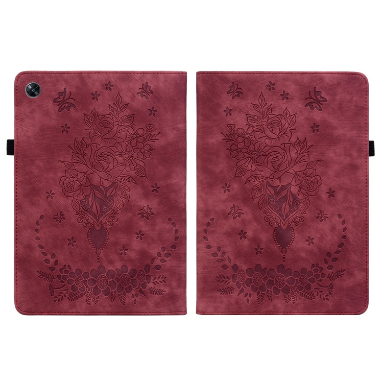For OPPO Pad Air Butterfly Rose Embossed Leather Tablet Case(Red) - OPPO by PMC TechLife | Online Shopping South Africa | PMC TechLife | Buy Now Pay Later Mobicred