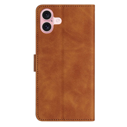 For iPhone 16 Seven Butterflies Embossed Leather Phone Case(Brown) - iPhone 16 Cases by PMC Jewellery | Online Shopping South Africa | PMC Jewellery | Buy Now Pay Later Mobicred