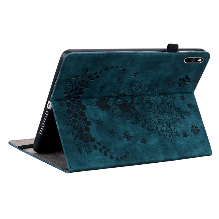For Huawei MatePad Pro 10.8 2021 / 2018 Butterfly Rose Embossed Leather Tablet Case(Dark Blue) - Huawei Cases by PMC TechLife | Online Shopping South Africa | PMC TechLife | Buy Now Pay Later Mobicred